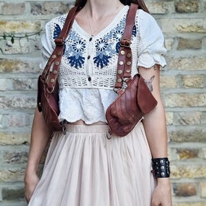 Leather pocket holster bag for men - burning man accessories - festival utility belt - women shoulder holster - steampunk accessories