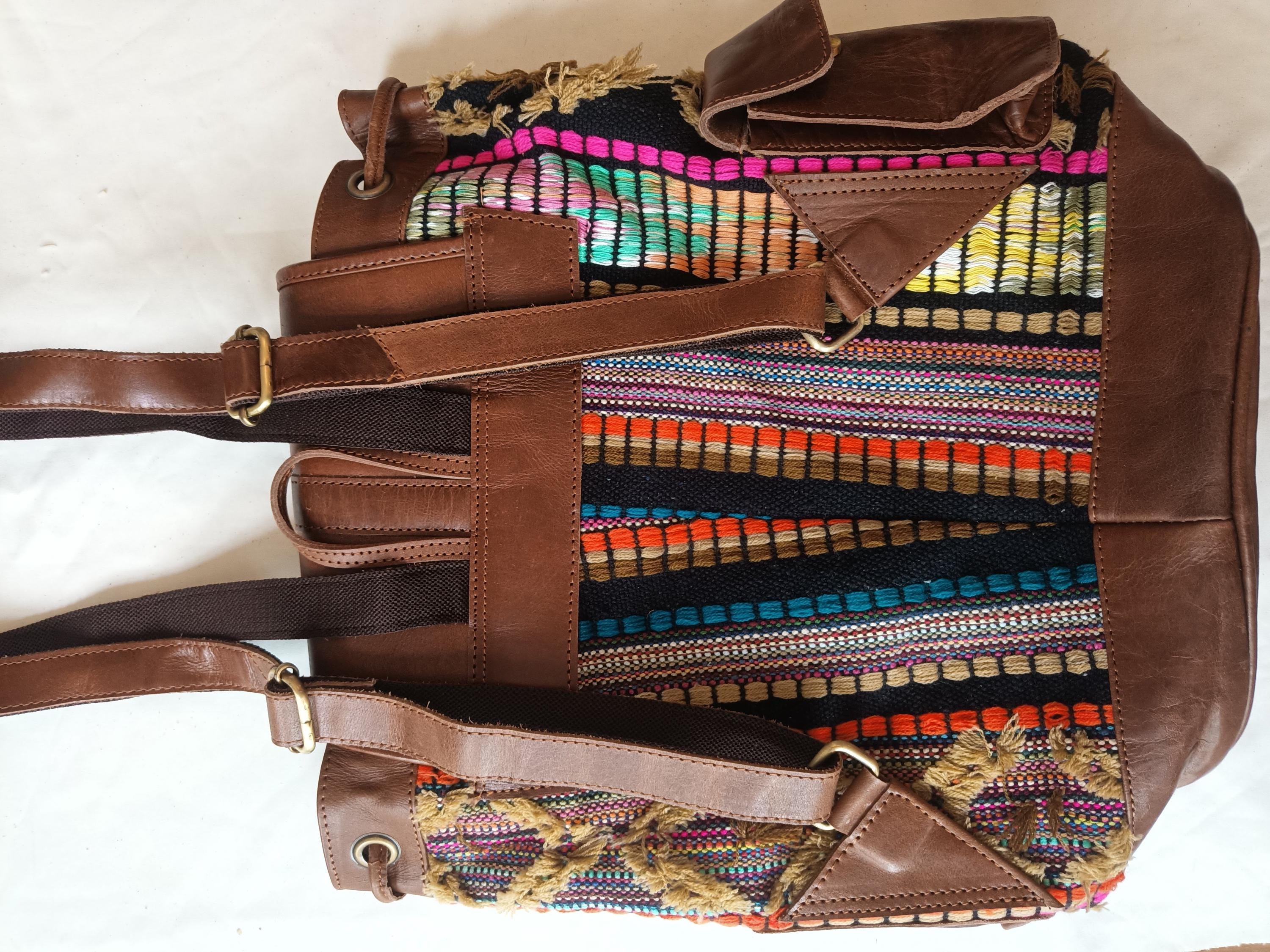 Genuine Leather Backpack for Women - Travel Designer Bag with Rainbow Texture Large Rainbow Leather Backpack for Women – Unique  main image 2