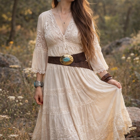 Leather Vintage Beaded Ivory Boho Belt Vintage Woven Brown Leather Beaded Boho Belt - Etsy main image 2