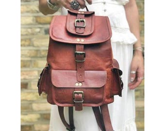Vintage 1980s Genuine Leather Backpack - Retro Brown Leather Bag - Classic  Boho Travel Rucksack - Etsy