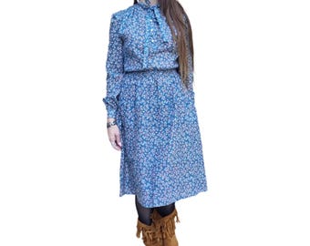 Floral Print Boho Maxi Dress: Vintage Cottagecore Prairie Style