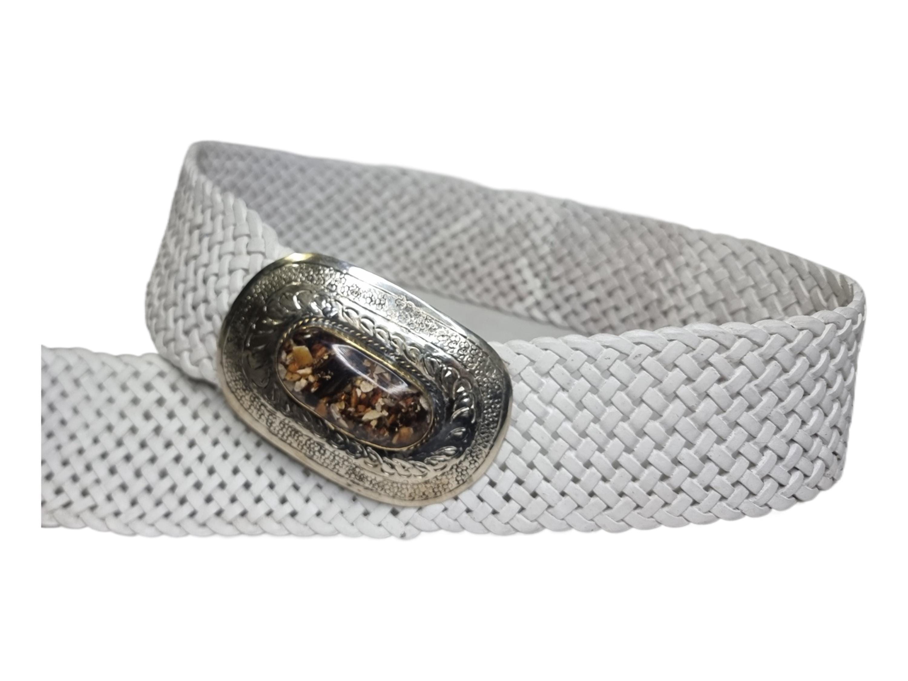Sonoma White Leather Braided Boho Bohemian Conch Buckle Hippie Belt White Bohemian Belt - Etsy main image 4