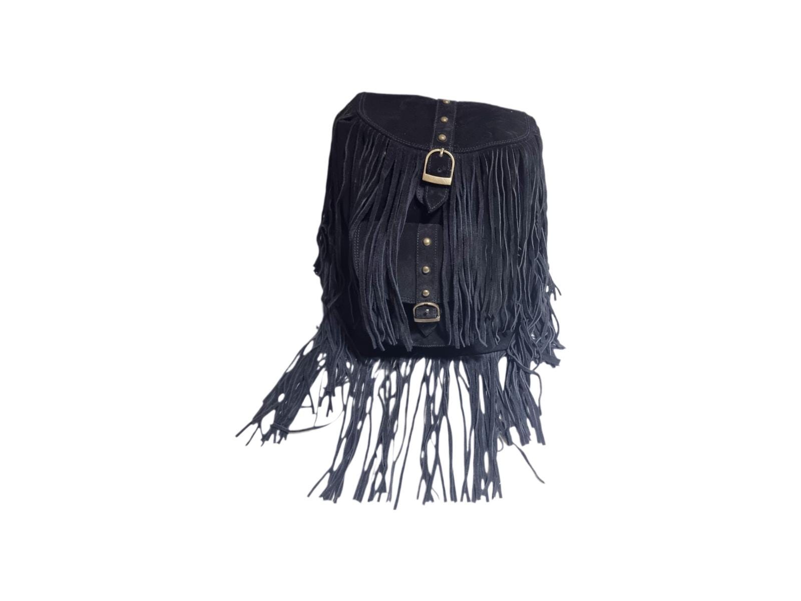 Suede Leather Fringe Backpack - Boho Festival Rucksack 