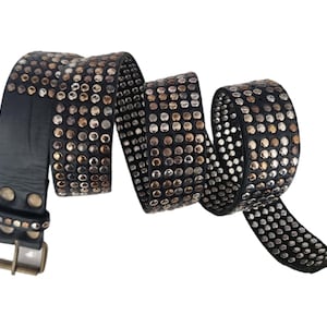 Handmade Buffalo Leather Biker Belt: Rivet Steampunk Design