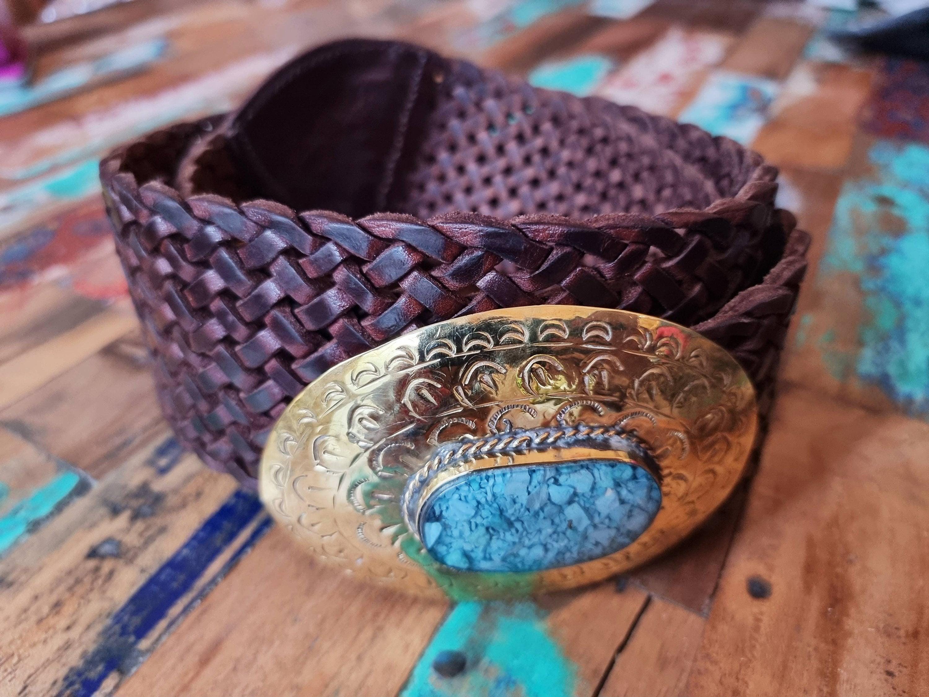 Large Braided Leather Belt Boho, Wide Waist Belt, Genuine  display picture 3