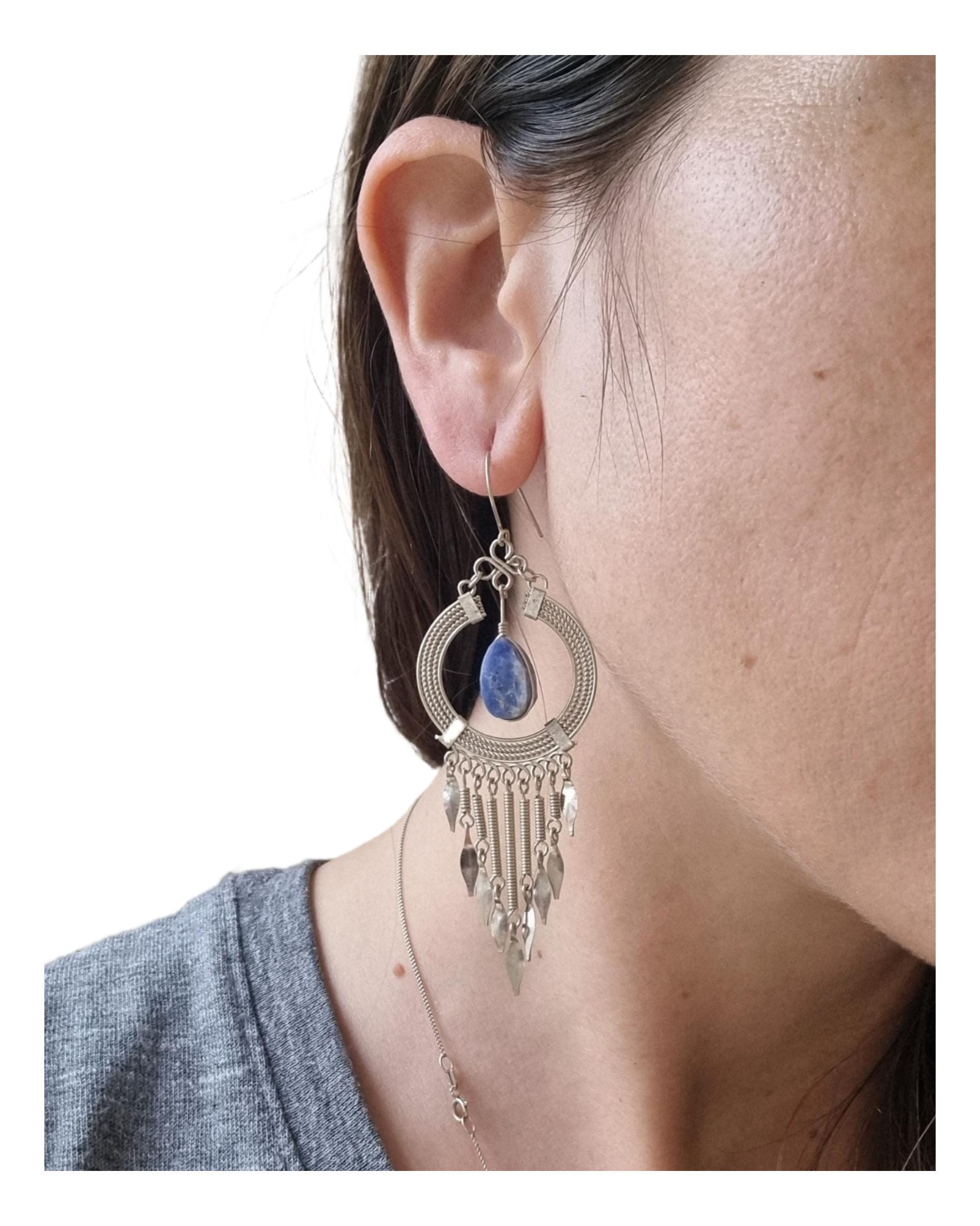 Orecchini Pendenti In Argento 925 Con Lapislazzuli – Pietra Ovale 6x8mm, Gioiello Artigianale