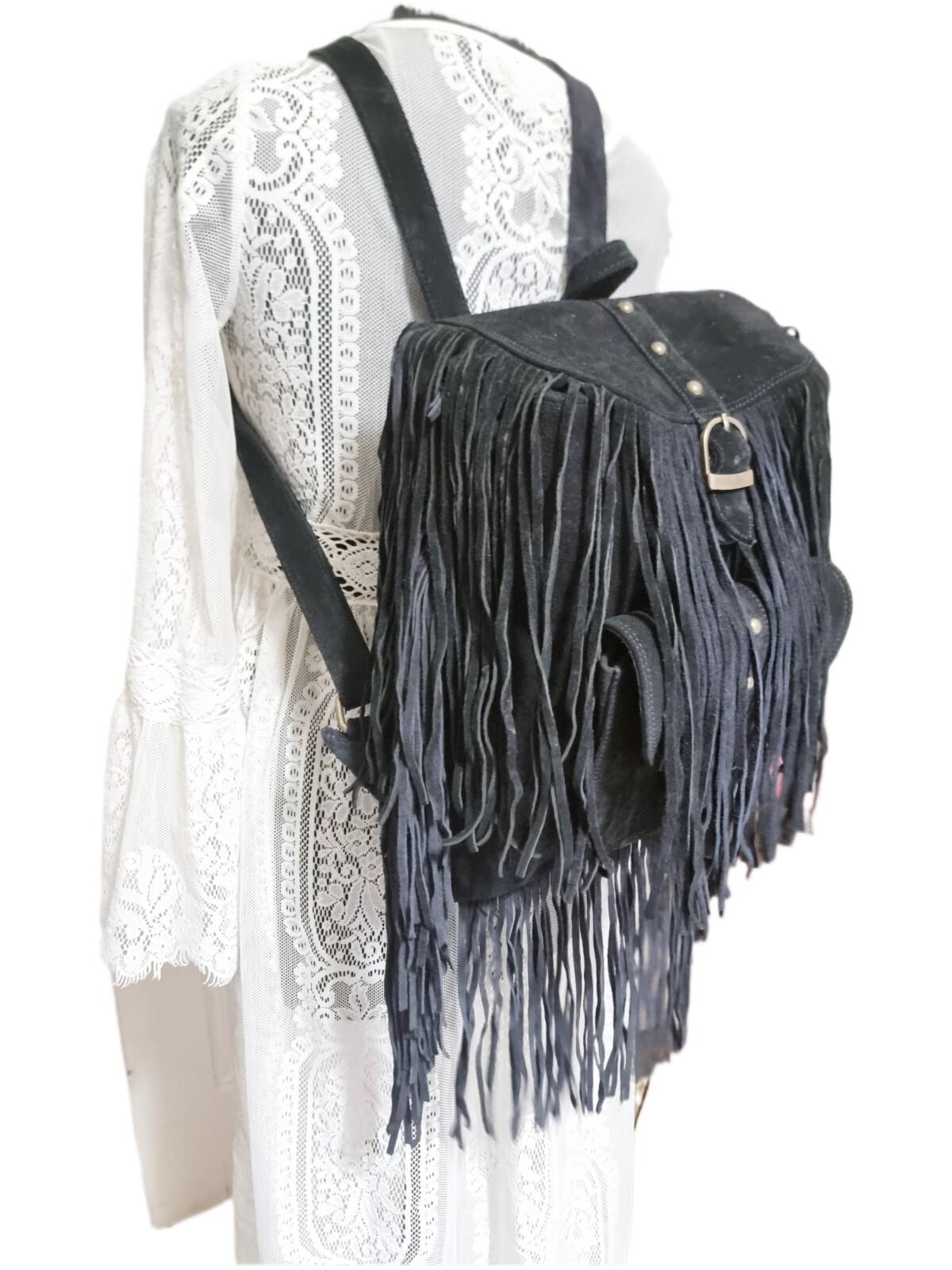 Black Suede Fringe Backpack, Boho Leather Rucksack, Western Hippie Festival Bag, Handmade Vintage Style Backpack - Etsy Black Suede Fringe Backpack, Boho Leather Rucksack, Western Hippie Festival Bag, Handmade Vintage Style Backpack - Etsy