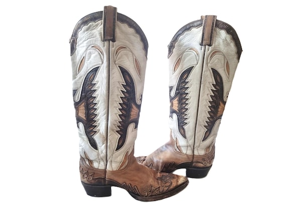靴 vintage western boots eagle Rare Vintage Eagle Cowboy Boots 4.5, Knee High Western Leather