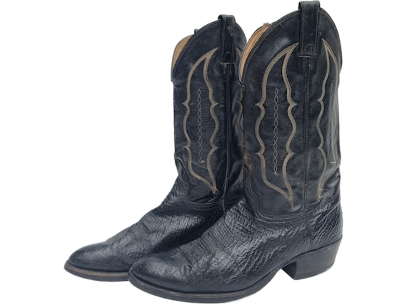Vintage American Leather Cowboy Boots: Southwestern Embroidered Western Boots, US 10.5