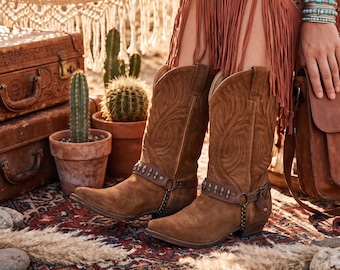 Tony Mora Vintage Leather Cowboy Boots: Southwestern Style, Women's Size 9