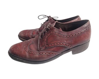 Richelieus en cuir unisexe vintage 6 39, chaussures richelieu rouge bordeaux, chaussures à lacets rétro faites main
