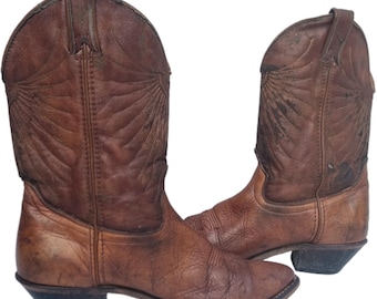 Rare Western Kenneth Cole Men Boots Embroidered SZ 8 Brown Zip Leather Italy Vintage Kenneth Cole Reaction Mens Black Leather Lace up  main image 2