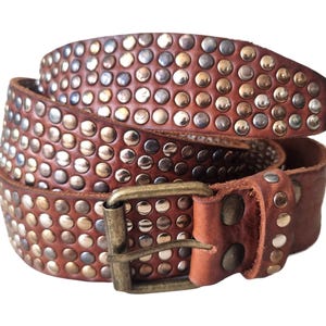 Handmade Buffalo Leather Rivet Belt: Steampunk Biker Style