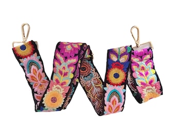 Boho geborduurde handtasriem: geweven crossbody vervangende gitaarriem