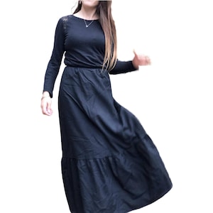 Black Maxi Skirt: Ruffle Steampunk Goth Petticoat - XS