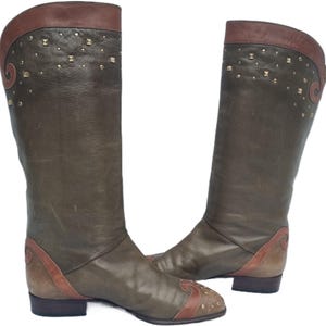 Pollini Olive Green Leather Riding Boots - UK 5.5 / US 7.5