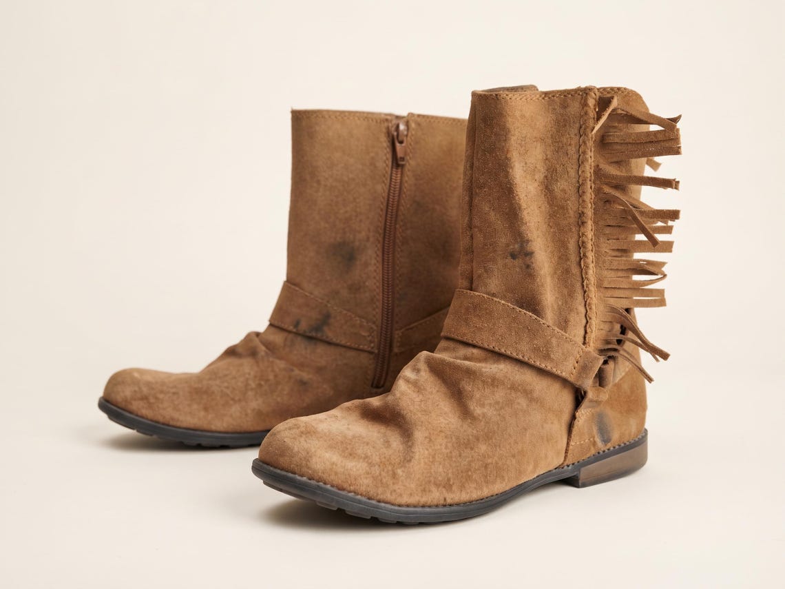 Rustic Western Fringe Leather Boots Men UK 11, Tan Brown Biker Ankle Boots US 12, Mens Work Boots 44, Cowboy Ranch Wear, photo 2 of 5