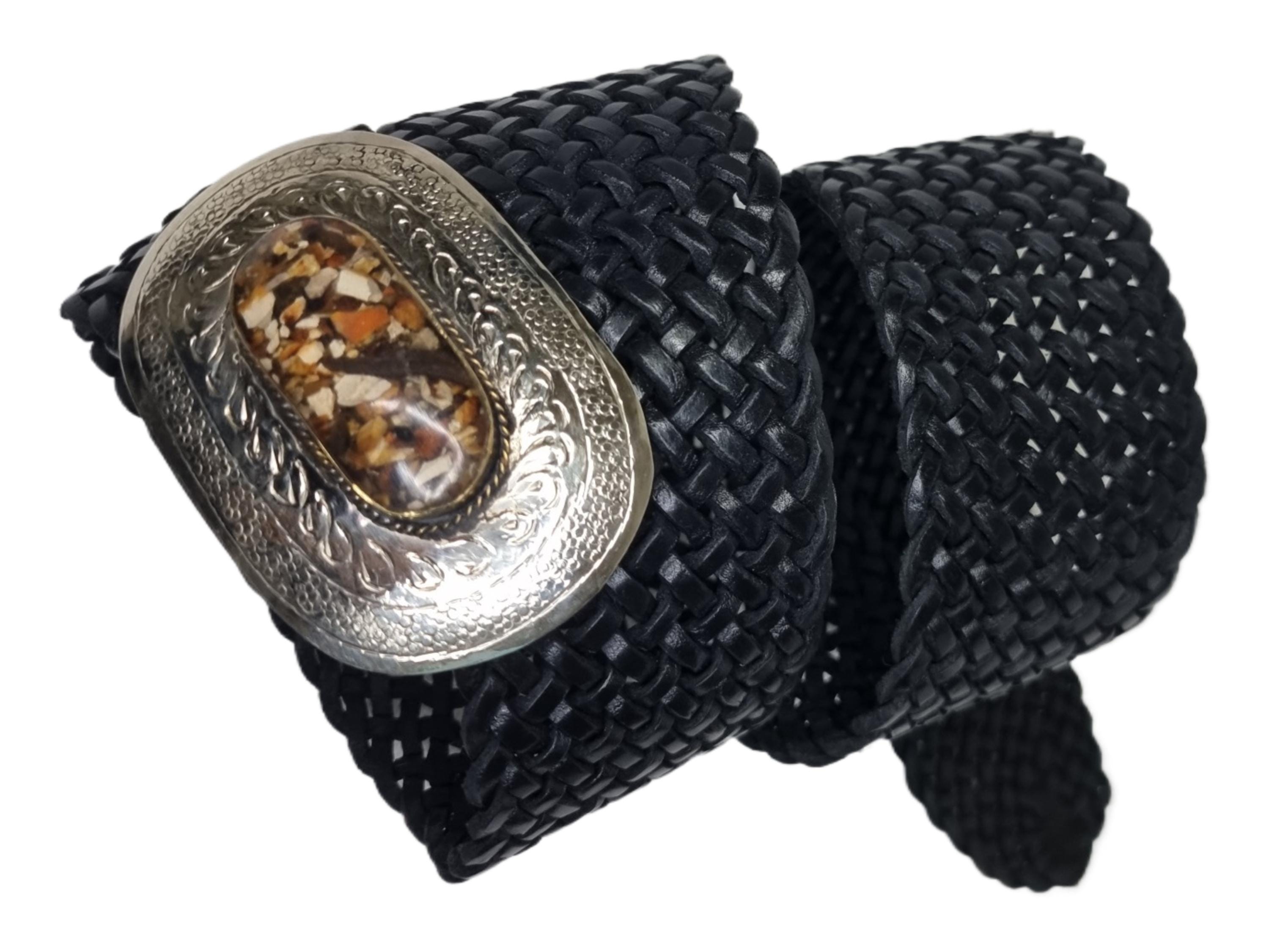 Black Braided Leather Belt Silver Buckle Boho Western Plus Size XL Amazon.com: TRIWORKS Women Western Concho Leather Belt  main image 4