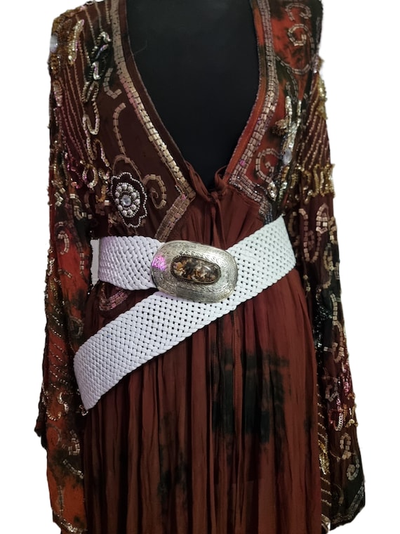 Boho Chic Brown Suede Wide Waist Hip Belt with Silver Buckle Western Style 1 main image 3
