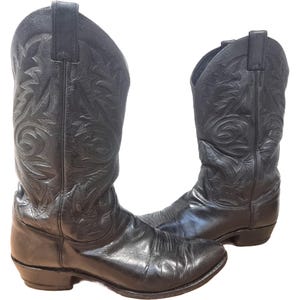 Vintage Leather Cowboy Boots: Unisex Western Riding Boots, UK 9 / US 11