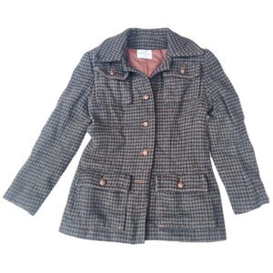 Vogue paris original vintage tweed houndstooth jacket | 80s cottagecore blazer | brown wool english countryside coat s-m