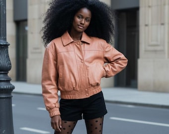 Vintage 80's Brown Real Genuine Leather Jacket - Etsy