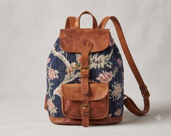 Vintage flower rucksack - boho hippie style for women