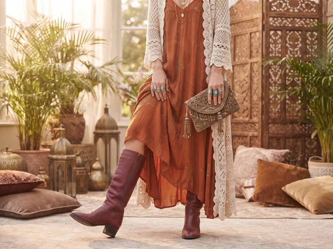 Luxury Italian Designer Leather Riding Boots Burgundy Red Boots Knee High Block Heel Boots Women EU 37.5, Foto 3 von 5