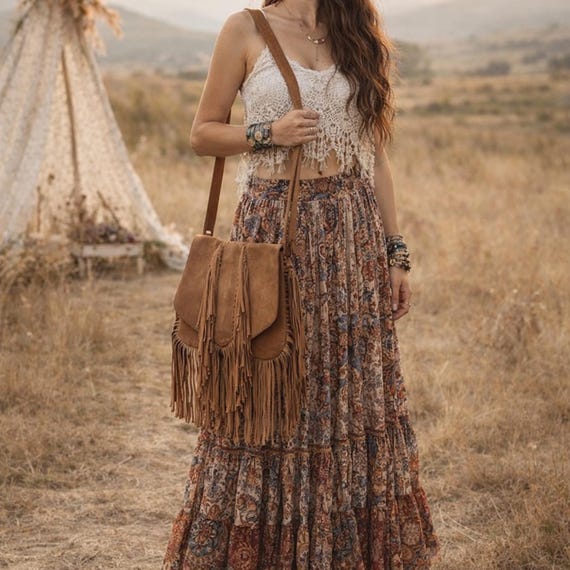 Vintage Suede Fringe Crossbody Bag: Western Boho Style - Etsy