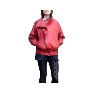 Vintage 80s red leather jacket - women&#39;s size 36 s/8-10 - biker outfit