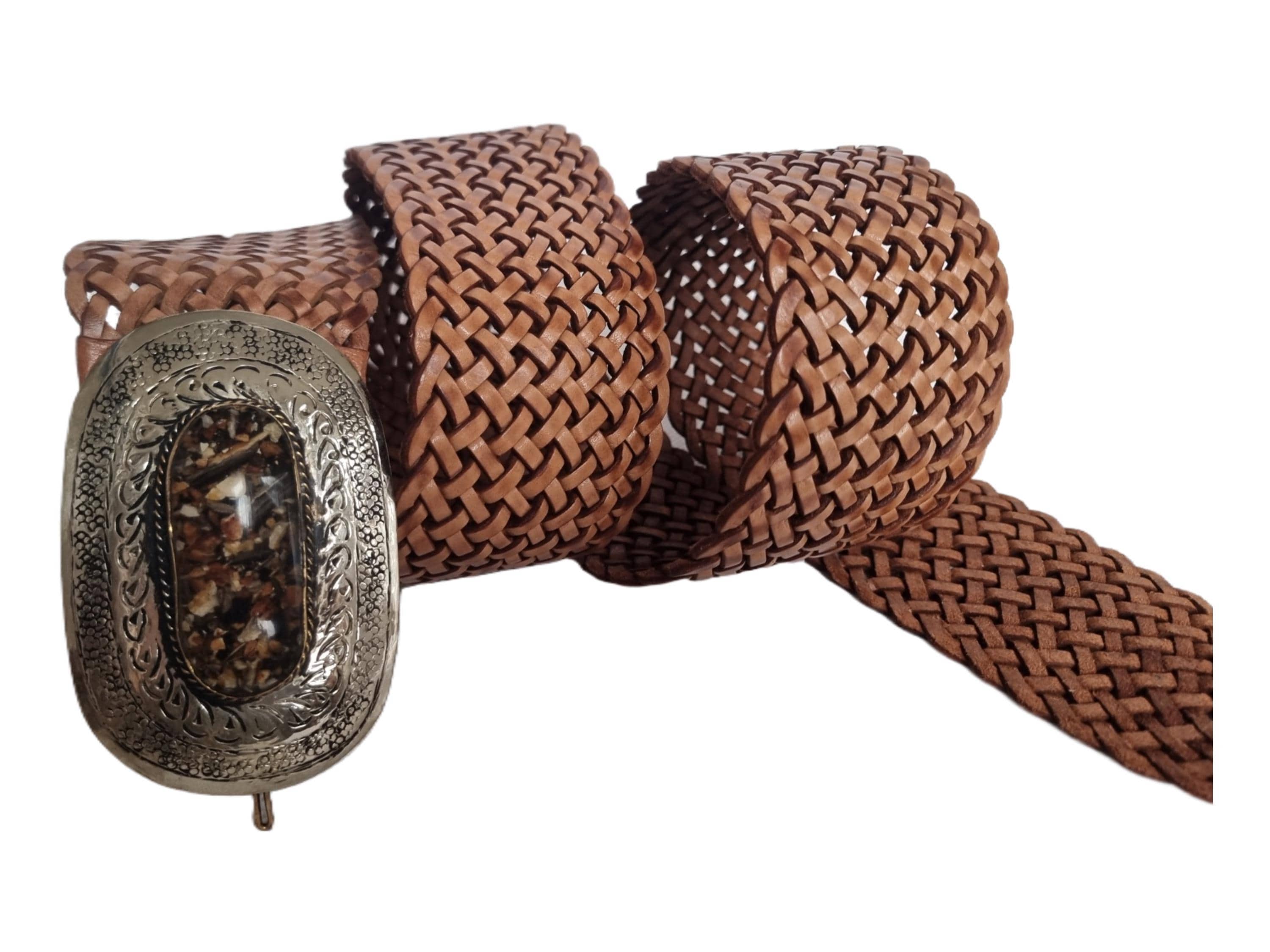 Women Brown Leather waist wide Belt‎ Silver Buckle waist cincher medium boho Women main image 2
