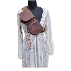 Leaf Leather Fanny Pack: 5-Pocket Hippie Belt Bag for Women