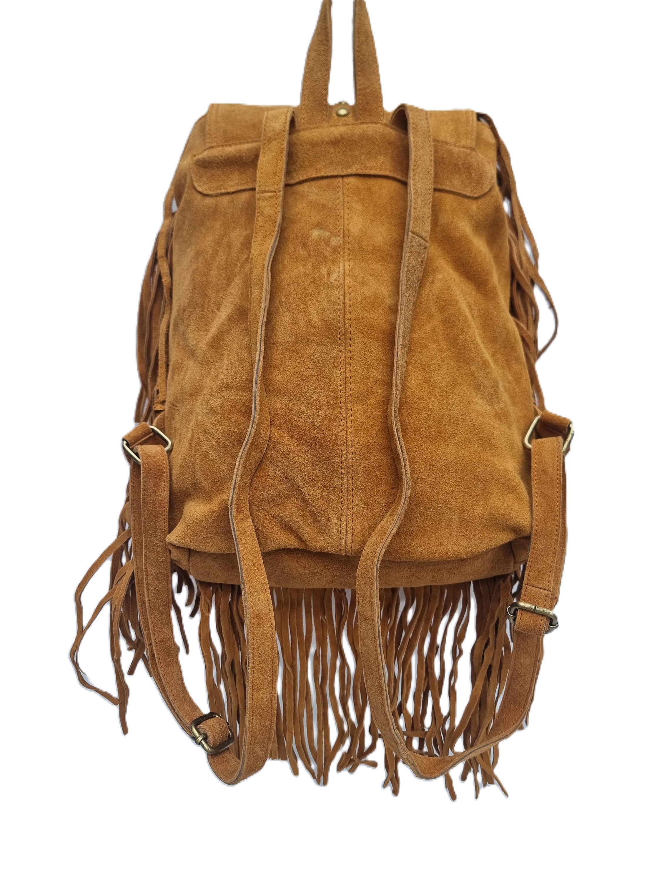 Bohemian Backpack Festival Fringe Genuine Leather One-of-a-kind Leather Fringe Backpack, Boho Hobo Bag, Festival Style - Etsy main image 3