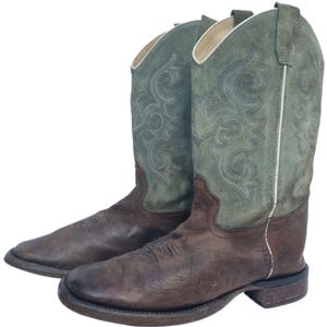 Turquoise green leather cowboy boots women 38, short cowgirl ankle boots uk 5, made in america western boots us 7, usa country girl outfit