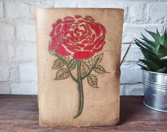 Red Rose Leather Journal: Hand-Tooled Vintage Travel Diary