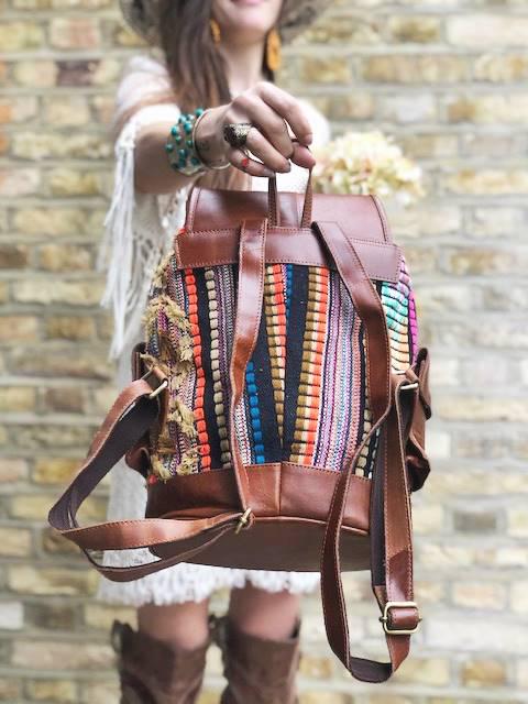 Large Rainbow Leather Backpack for Women – Unique  display picture 2