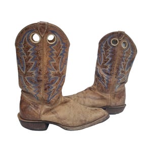 Rustic leather western boots men 44, knee high cowboy boots us 12, embroidered leather biker boots with pull holes uk 10