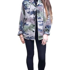Authentic german bundeswehr army jacket size m, women camouflage jacket, upcycled field combat jacket, cotton military coat