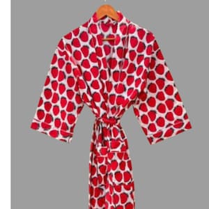 Handmade Cotton Block Print Kimono Robe: Indian Beach Cover-Up