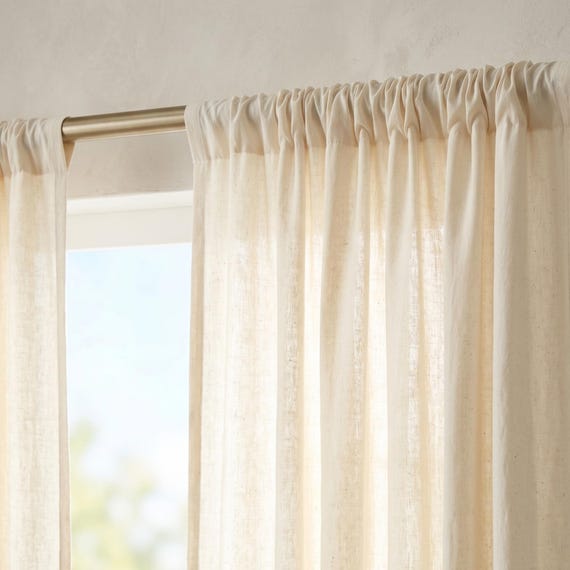 100% Organic Cotton Curtains, Customize Extra Wide Panel, Farmhouse Boho Room Decor