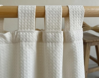 Extra Wide Waffle 100% Cotton Curtains Panel for Living room Panels, Farmhouse Style