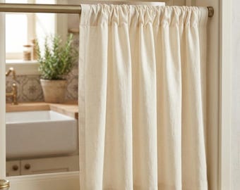 Rideaux en coton biologique beige | Rideaux bohèmes champêtres sur mesure