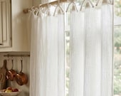 White Organic Cotton Gauze Muslin Curtains, Tie Top, Light Filtering, Boho Farmhouse Drapes