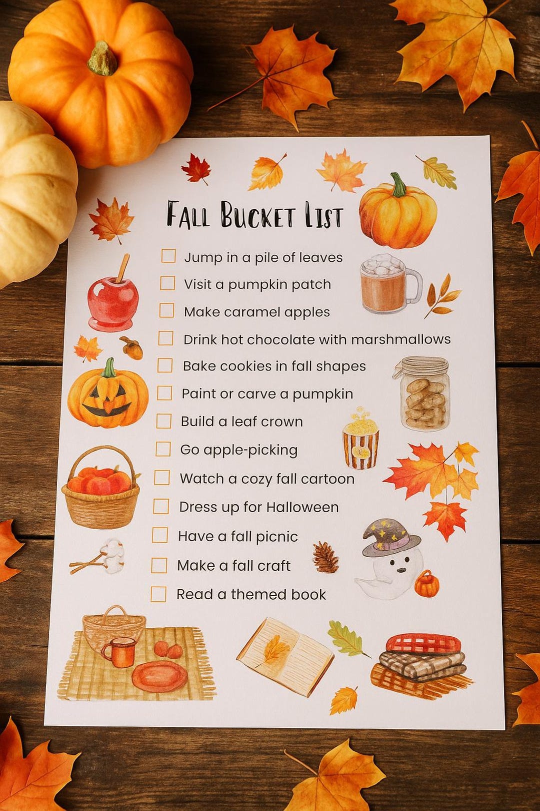 Fall Bucket List Printable: Cozy Autumn Activities Checklist (PDF ...