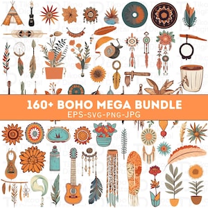 Boho SVG Bundle: 160+ Designs, Clipart, Prints (Digital Download