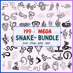 Snake SVG Bundle: Tattoo Reptile Clipart for Cricut & Silhouette (Digital Download)