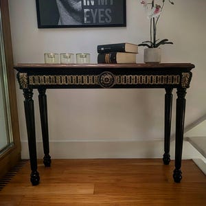 Louis Boréal Or II, alle maten beschikbaar, smalle houten tafel, consoletafel, haltafel, Louis-stijl, Franse stijl, vintage, shabby chic