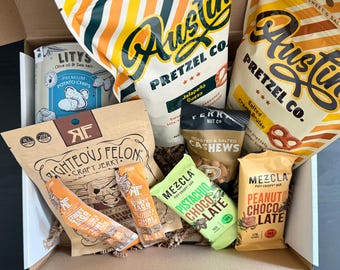 Gourmet Snack Box | Craft Jerky, Artisan Pretzels, Pistachio Chocolate, Cashews