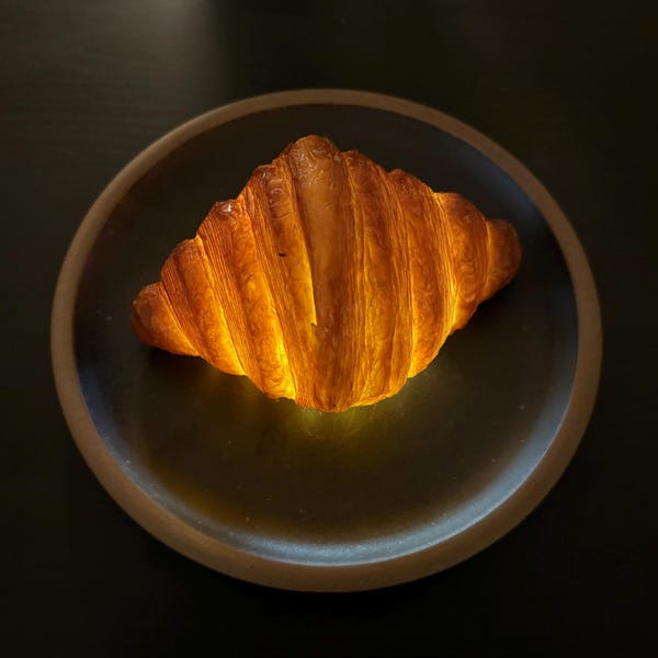 Real Croissant Lamp | Resin Art Food Light | Unique Home Decor