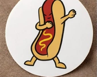 Dabbing Hot Dog Sticker – 2-Inch Die Cut Fun!